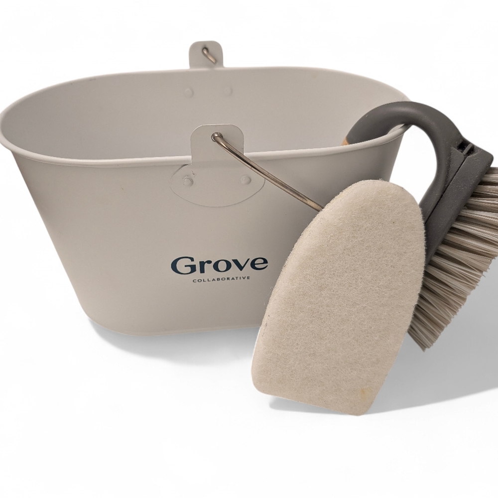 GROVE Cleaning Bucket Scrubbing Brushes Carrying Tin White Grey